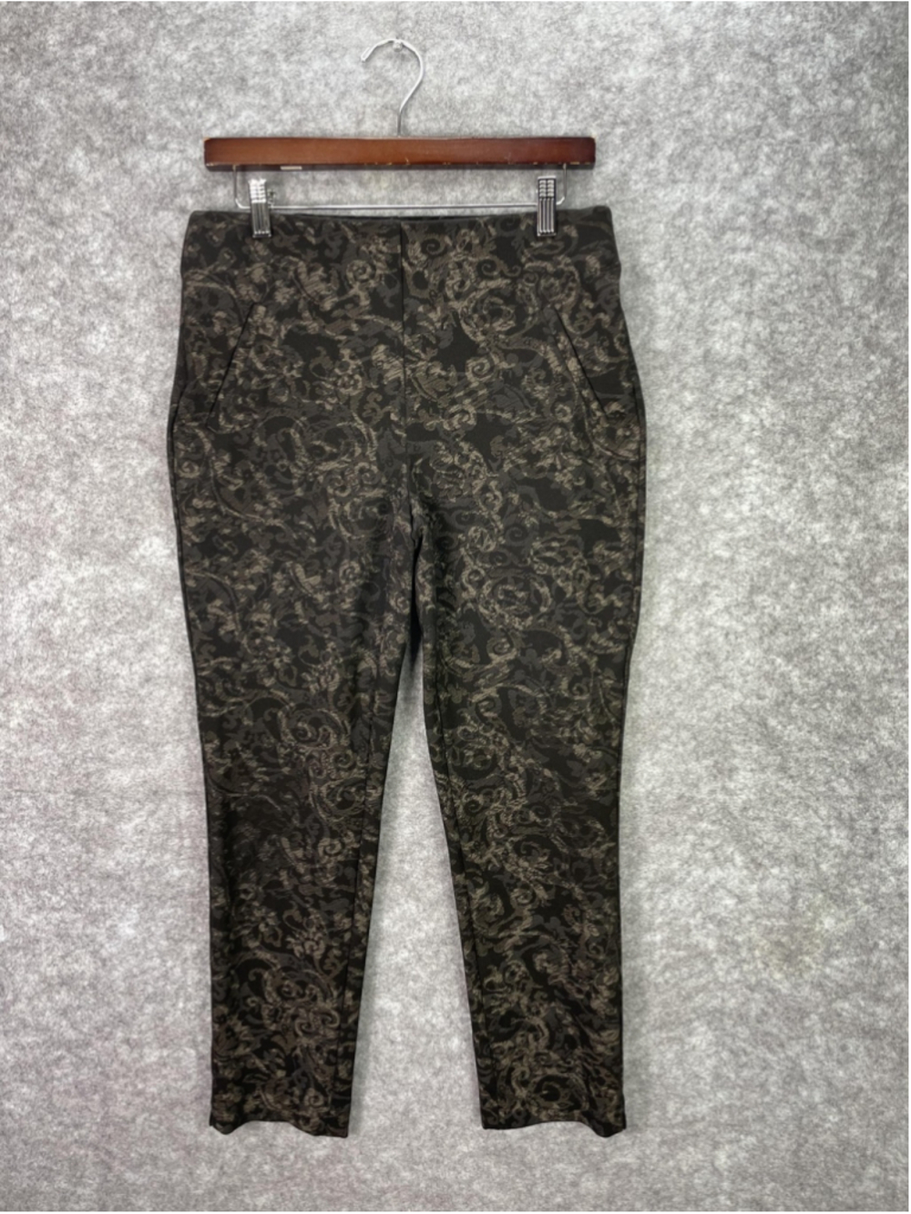 Chicos Pants Womens Small 0 Black Fabulously Slimming Ankle Ponte Floral Stretch